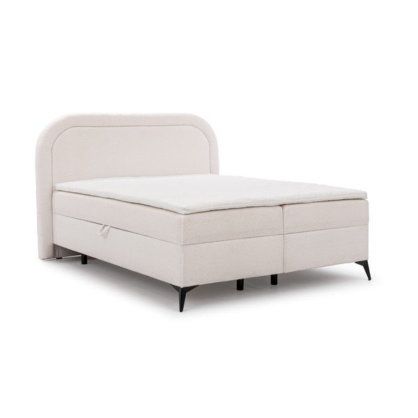 Biela boxspring posteľ s úložným priestorom 160x200 cm Ornes – Ropez