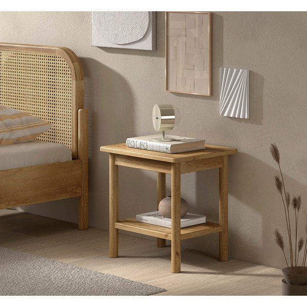 Nočný stolík z dubového dreva v prírodnej farbe Olive – Vipack-image-1