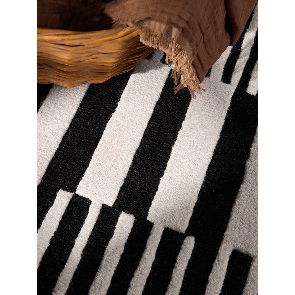 Čierno-biely ručne tkaný vlnený koberec 200x290 cm Stryve Pulse – Elle Decoration-image-3