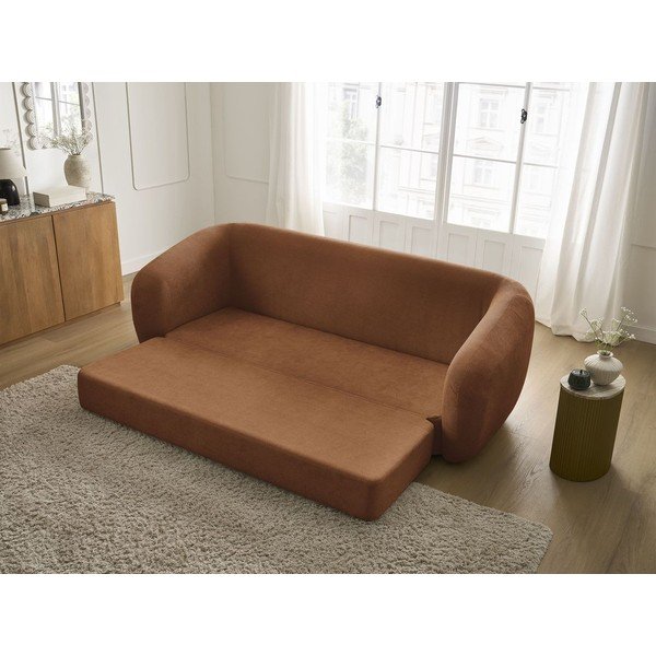 Oranžová ženilková rozkladacia pohovka 228 cm Neyo – Bobochic Paris-image-1