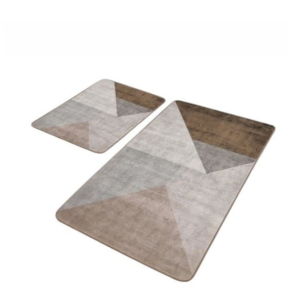 Sivo-hnedé zamatové kúpeľňové predložky v súprave 2 ks 60x100 cm – Mila Home