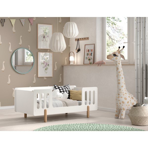 Biela postieľka z borovicového dreva 70x140 cm SMILE – Vipack-image-1