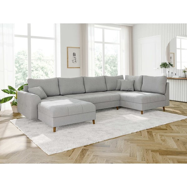 Svetlosivá menčestrová rohová pohovka (ľavý roh/do "U") Ariella – Ropez-image-3