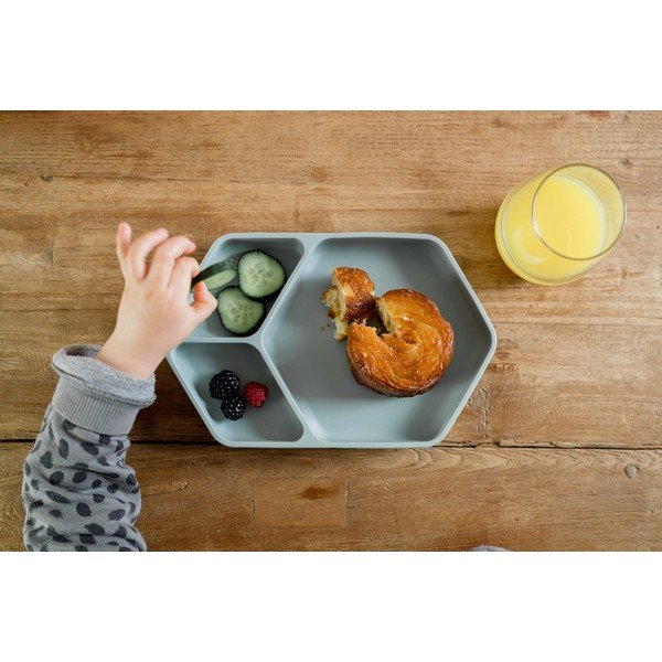 Modrý silikónový detský tanier 16x25 cm – Kindsgut-image-1