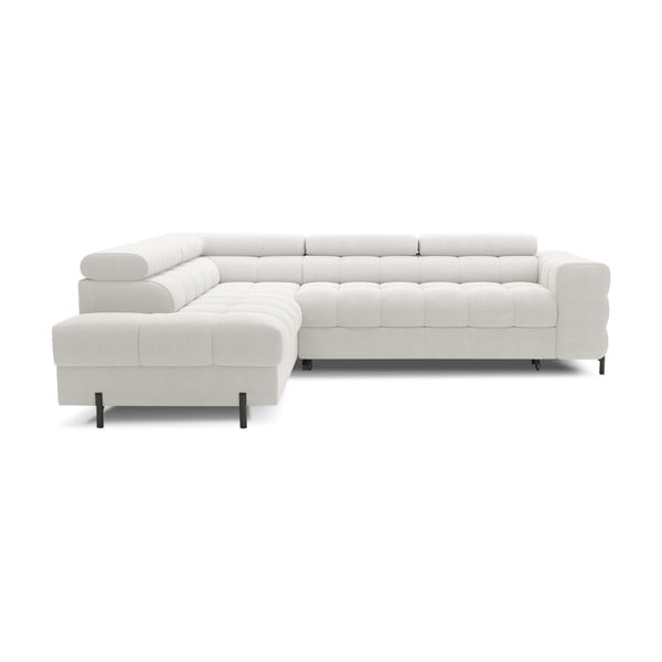 Krémovobiela rozkladacia/s úložným priestorom rohová pohovka z textílie buklé (ľavý roh/do L) Ferucce – ELTAP-image-2