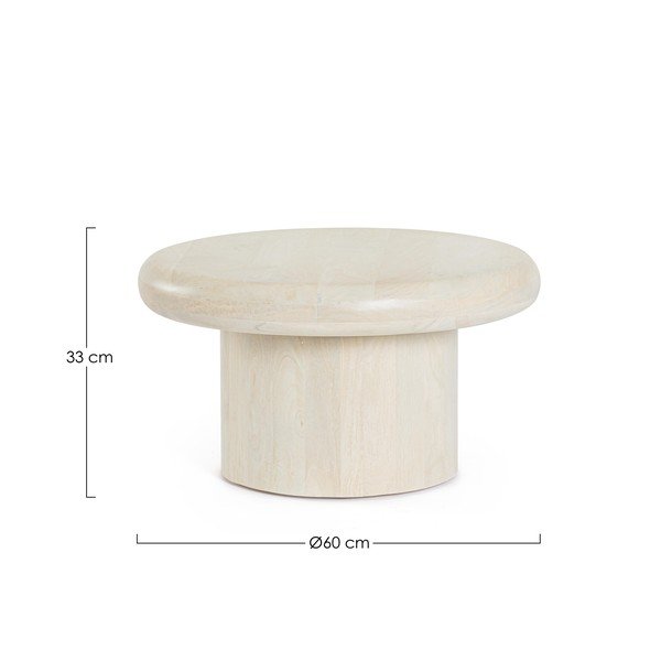 Krémovobiely okrúhly konferenčný stolík z mangového dreva ø 60 cm Lopez – Bizzotto-image-3