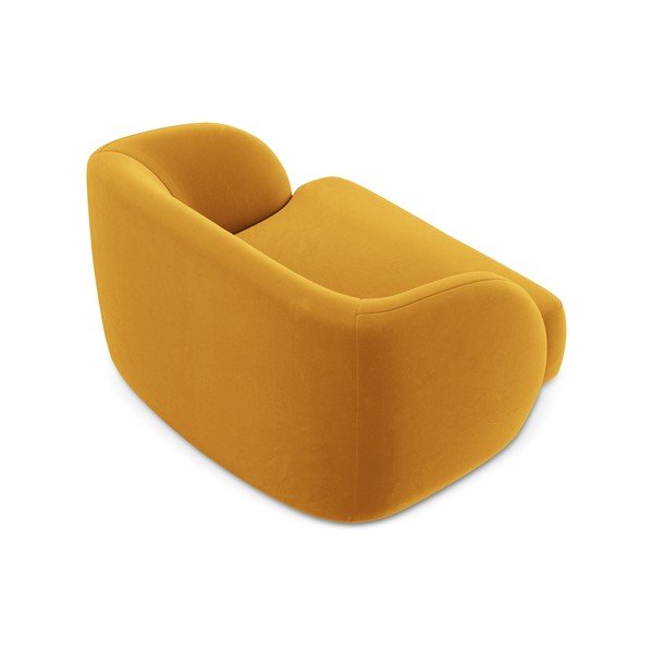 Zamatové kreslo v horčicovej farbe Miley – Micadoni Home-image-4