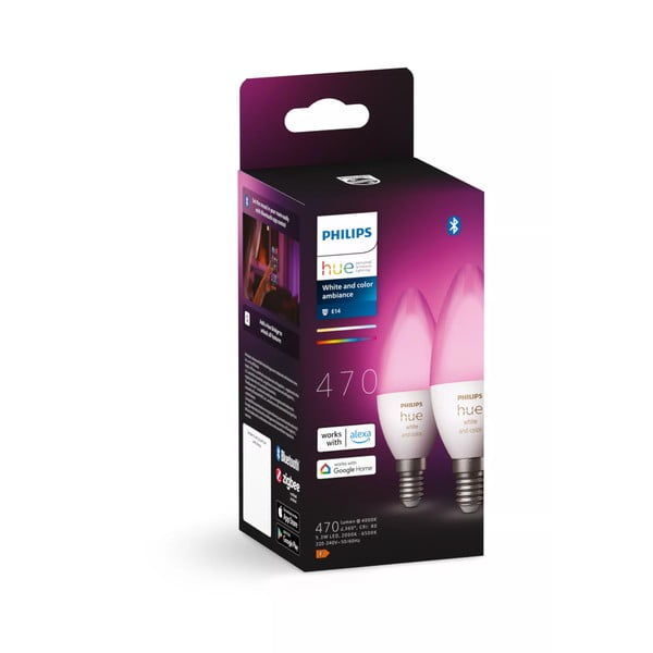 LED žiarovky v súprave 2 ks E14, 5 W White and color ambiance – Philips Hue