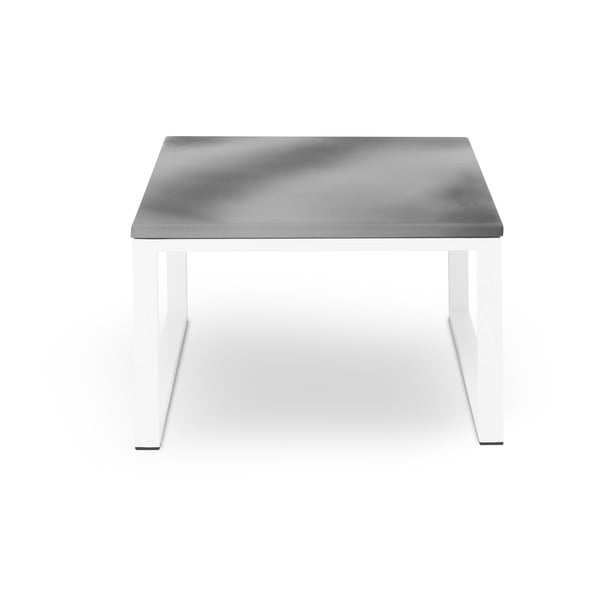 Sivý exteriérový stôl v betónovom dekore a v bielom ráme Calme Jardin Nicea, dĺžka 60 cm