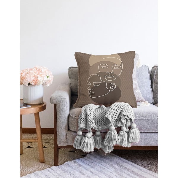 Hnedá obliečka na vankúš s prímesou bavlny Minimalist Cushion Covers Chenille, 55 x 55 cm-image-2