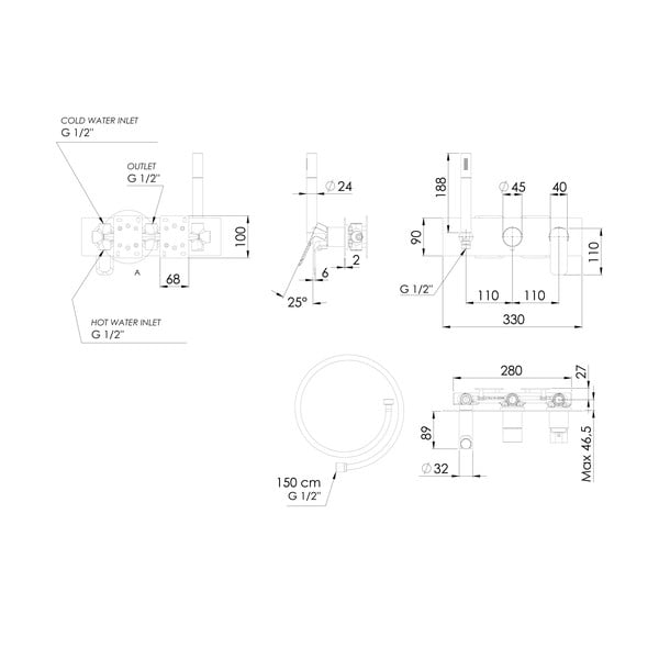 Biela podomietková sprchová batéria (2 výstupy) Spy – Sapho-image-3