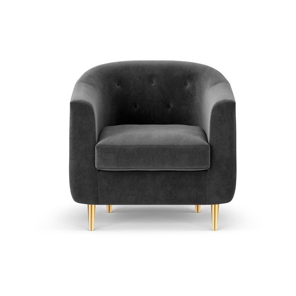 Tmavosivé zamatové kreslo Kooko Home Corde-image-2