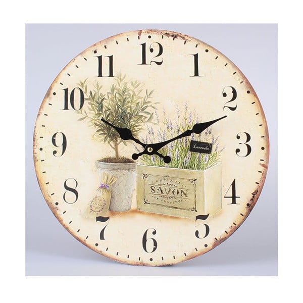 Drevené hodiny Savon Lavender, 34 cm