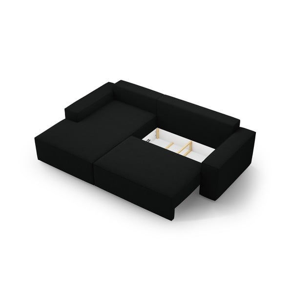 Čierna rozkladacia rohová pohovka z textílie bouclé (ľavý roh) Jodie – Micadoni Home-image-4