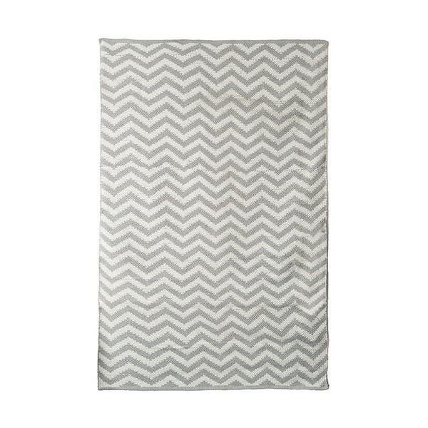 Sivo-béžový bavlnený ručne tkaný koberec Pipsa Zigzag, 140 × 200 cm