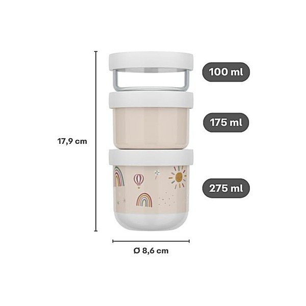 Béžové plastové detský desiatový box 3 ks Sunshine & Rainbow – Mepal-image-4