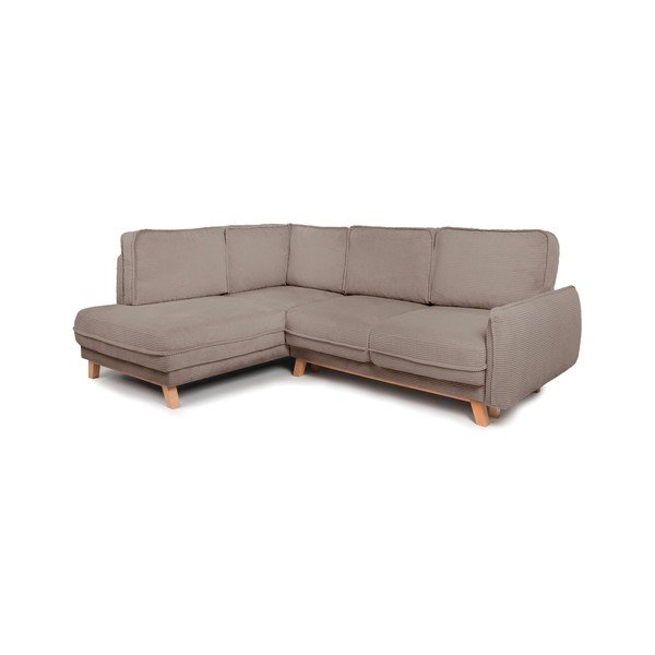 Taupe menčestrová rozkladacia/s úložným priestorom rohová pohovka (ľavý roh/do L) Tori – Bonami Selection-image-1