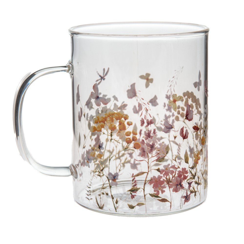 Sklenený hrnček 410 ml Flowers – Dakls