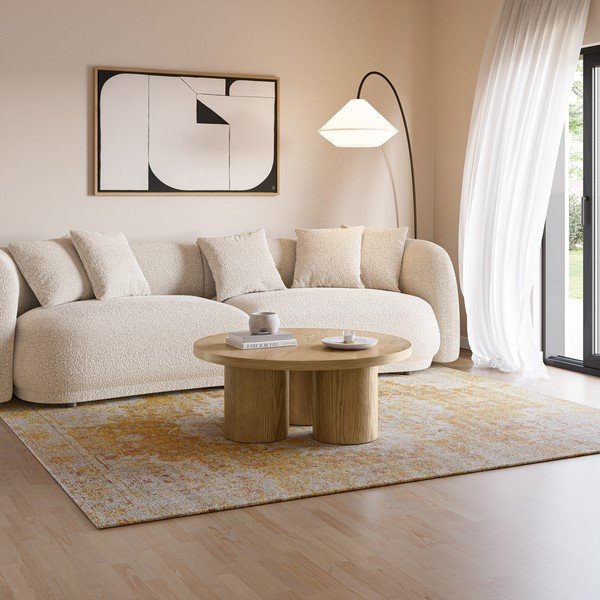 Okrúhly konferenčný stolík v dekore duba v prírodnej farbe ø 100 cm Arancha – MOME-image-1