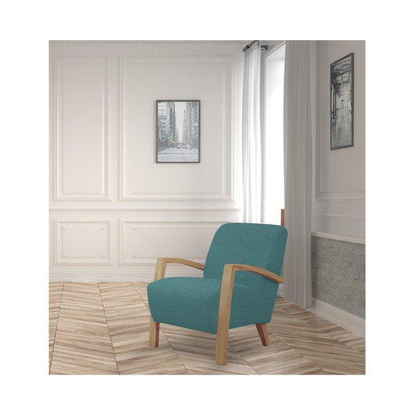 Tyrkysové kreslo so svetlou konštrukciou Windsor & Co. Luna-image-3