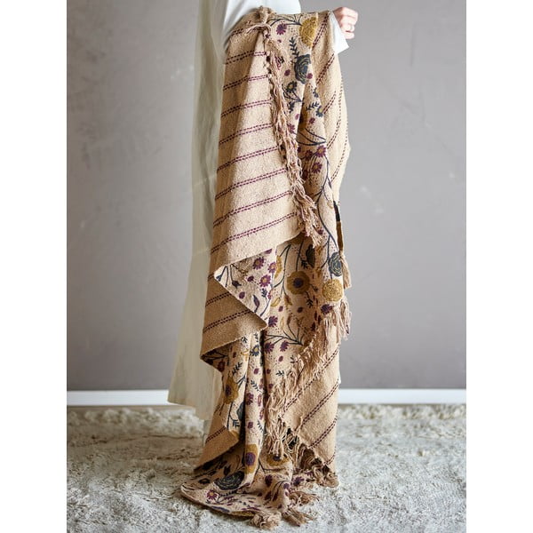 Hnedá deka z recyklovanej bavlny 130x160 cm Eydis – Bloomingville-image-1