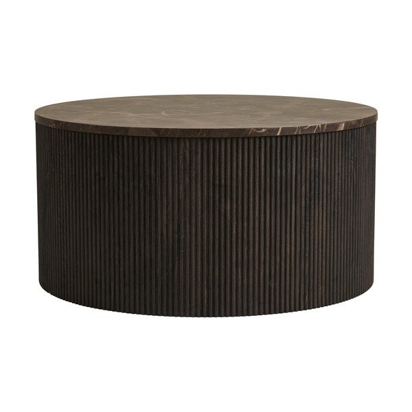 Tmavohnedý okrúhly konferenčný stolík s doskou v dekore mramoru ø 80 cm Rota – House Nordic-image-4