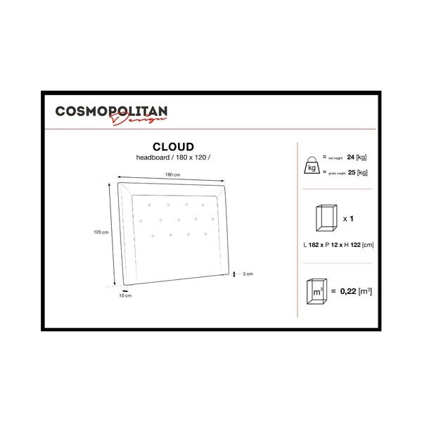 Tmavomodré čelo postele Cosmopolitan Design Cloud, šírka 180 cm-image-4