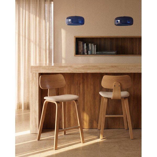 Tmavomodré LED závesné svietidlo so skleneným tienidlom ø 38 cm Reig – Kave Home-image-2