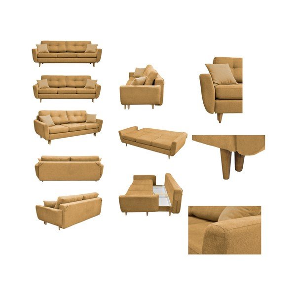 Žltá rozkladacia pohovka so svetlými nohami Mazzini Sofas Roso-image-2