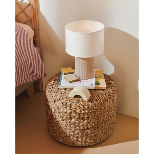 Biela/béžová stolová lampa s textilným tienidlom (výška 29 cm) Bianella – Kave Home-image-2