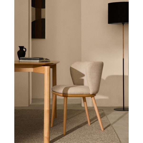 Béžové čalúnené jedálenské kreslo Ciselia – Kave Home-image-1