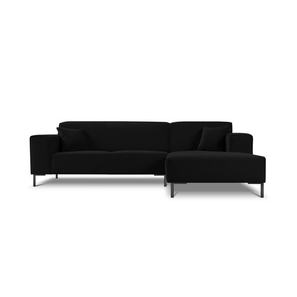 Čierna zamatová rohová pohovka Cosmopolitan Design Siena, pravý roh-image-3