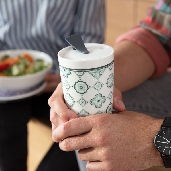 Zeleno-biely porcelánový cestovný hrnček Villeroy &amp; Boch Like To Go, 350 ml-image-1