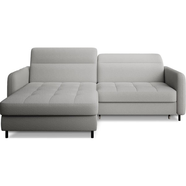 Sivá rozkladacia/s úložným priestorom rohová pohovka z textílie buklé (ľavý roh/s leňoškou) Gomsi – ELTAP