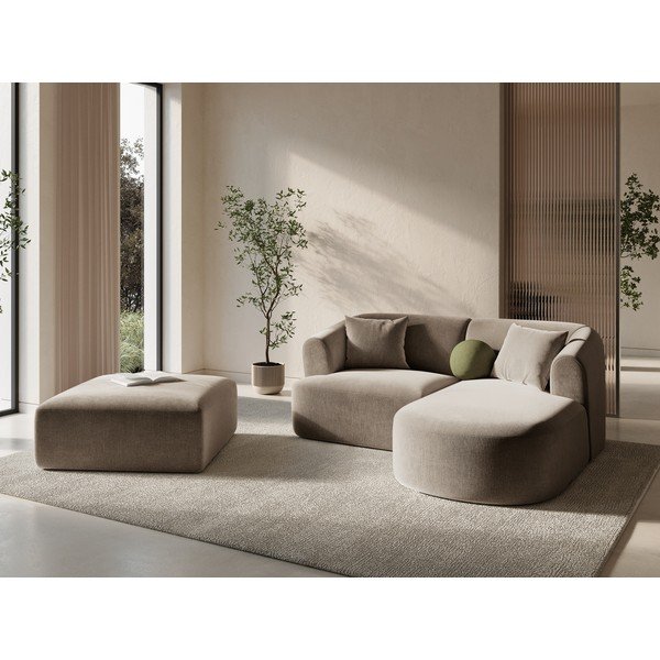 Svetlohnedá zamatová podnožka Campi – Cosmopolitan Design-image-1