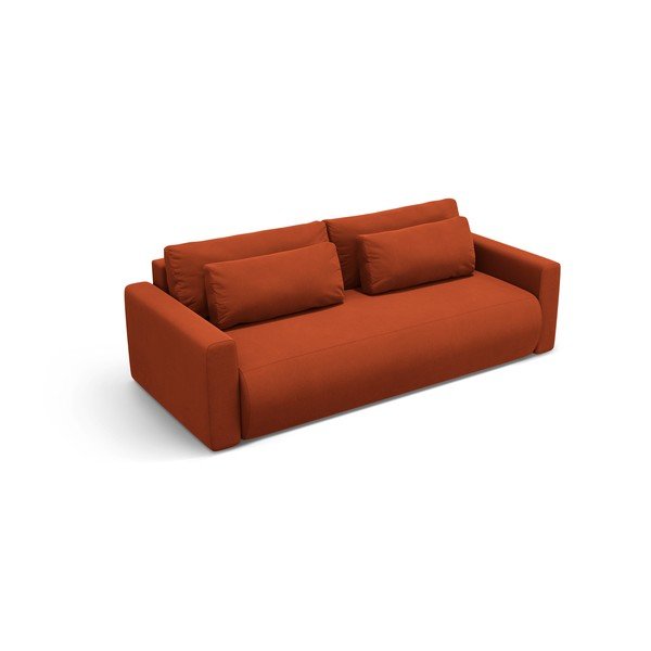 Zamatová rozkladacia pohovka s úložným priestorom v tehlovej farbe 238 cm Belfast – Cosmopolitan Design-image-4