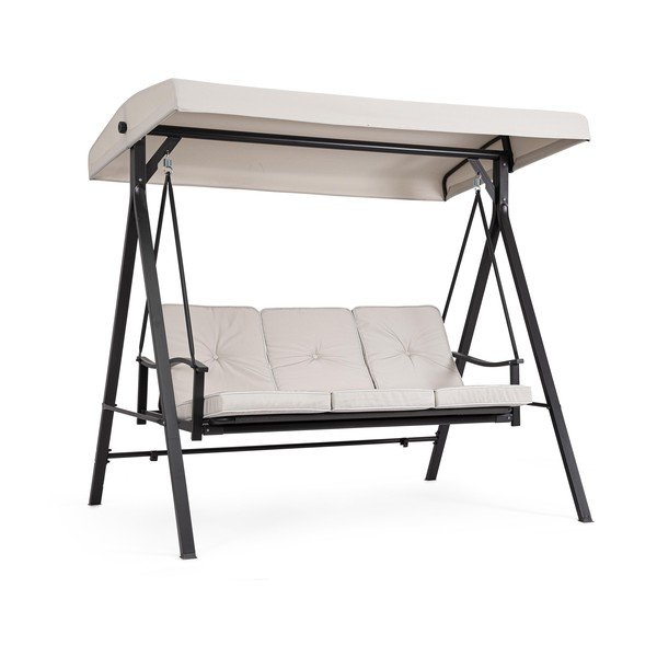 Antracitová/béžová kovová záhradná hojdačka Taurus – Bizzotto