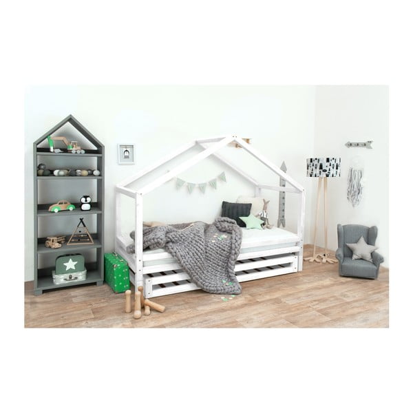 Biela detská posteľ z lakovaného smrekového dreva Benlemi Sidy, 90 × 200 cm-image-1