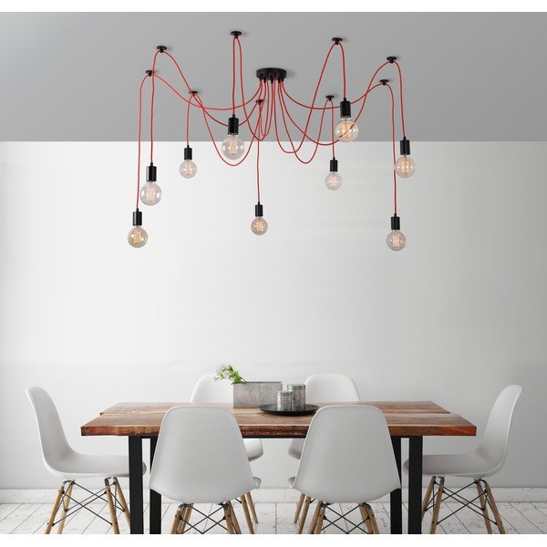 Červené deväťramenné závesné svetlo Filament Style Spider-image-1