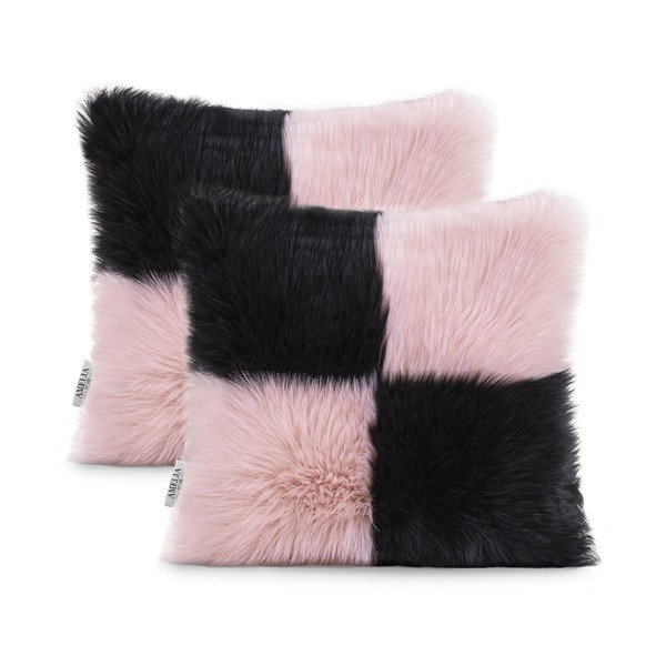 Sada 2 obliečok na vankúše AmeliaHome Nancy Black Lightpink, 45 x 45 cm