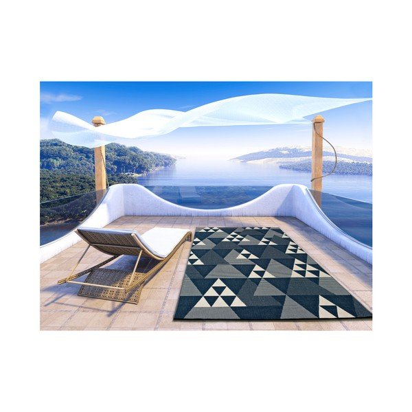 Modrý vonkajší koberec Universal Clhoe Triangles, 140 x 200 cm-image-2