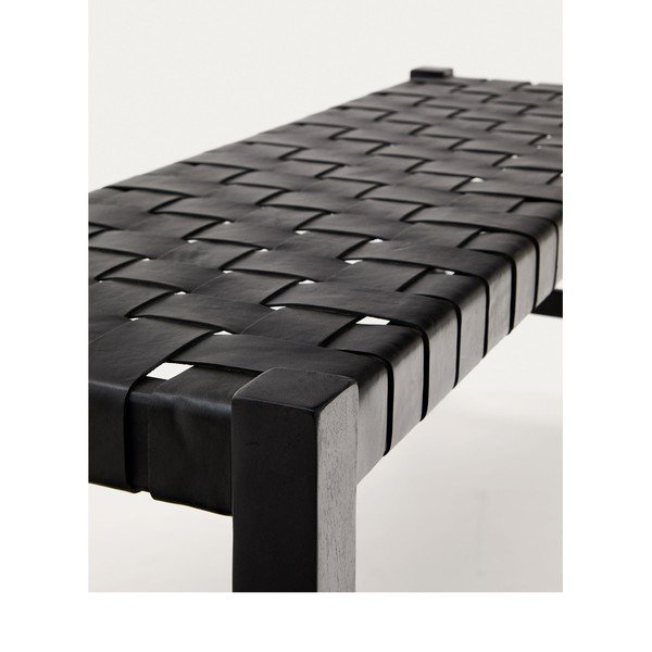 Čierna kožená lavica Calixta – Kave Home-image-4