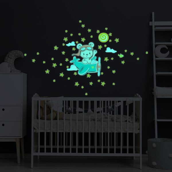 Detská samolepka na stenu 30x25 cm Pilot Bear - Ambiance-image-4