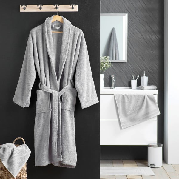 Svetlosivý bavlnený župan veľkosť M Tendresse – douceur d'intérieur-image-1