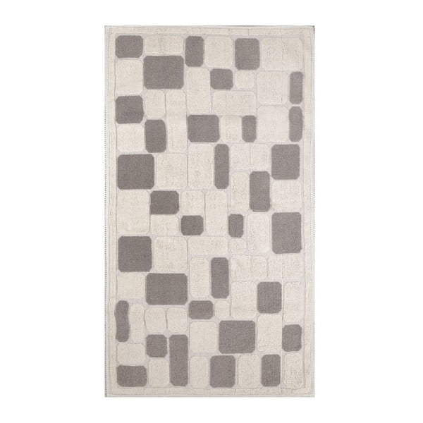 Krémový koberec s prímesou bavlny Mosaic Kahve, 100 × 150 cm