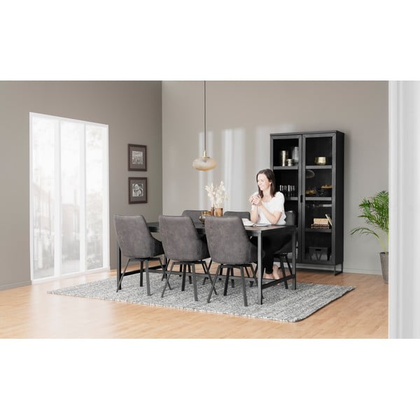 Čierna vitrína z dubového dreva 95x195 cm Everett - Rowico-image-1