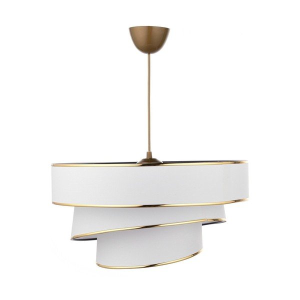 Závesné svietidlo v bielo-zlatej farbe s textilným tienidlom ø 40 cm Couper – Opviq lights