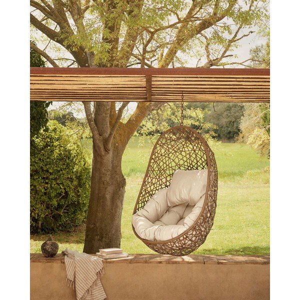 Hnedé závesné záhradné kreslo Kave Home Florina-image-1