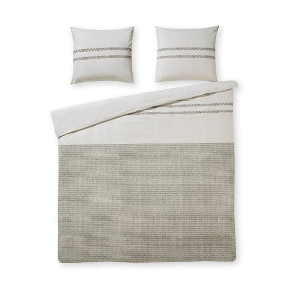 Sivobéžové bavlnené posteľné obliečky na jednolôžko Ekkelboom Maurits Sand, 140 × 200 cm