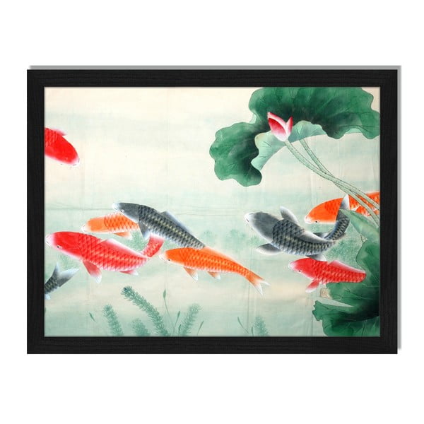 Obraz v ráme Liv Corday Asian Koi Fish Pond, 30 x 40 cm